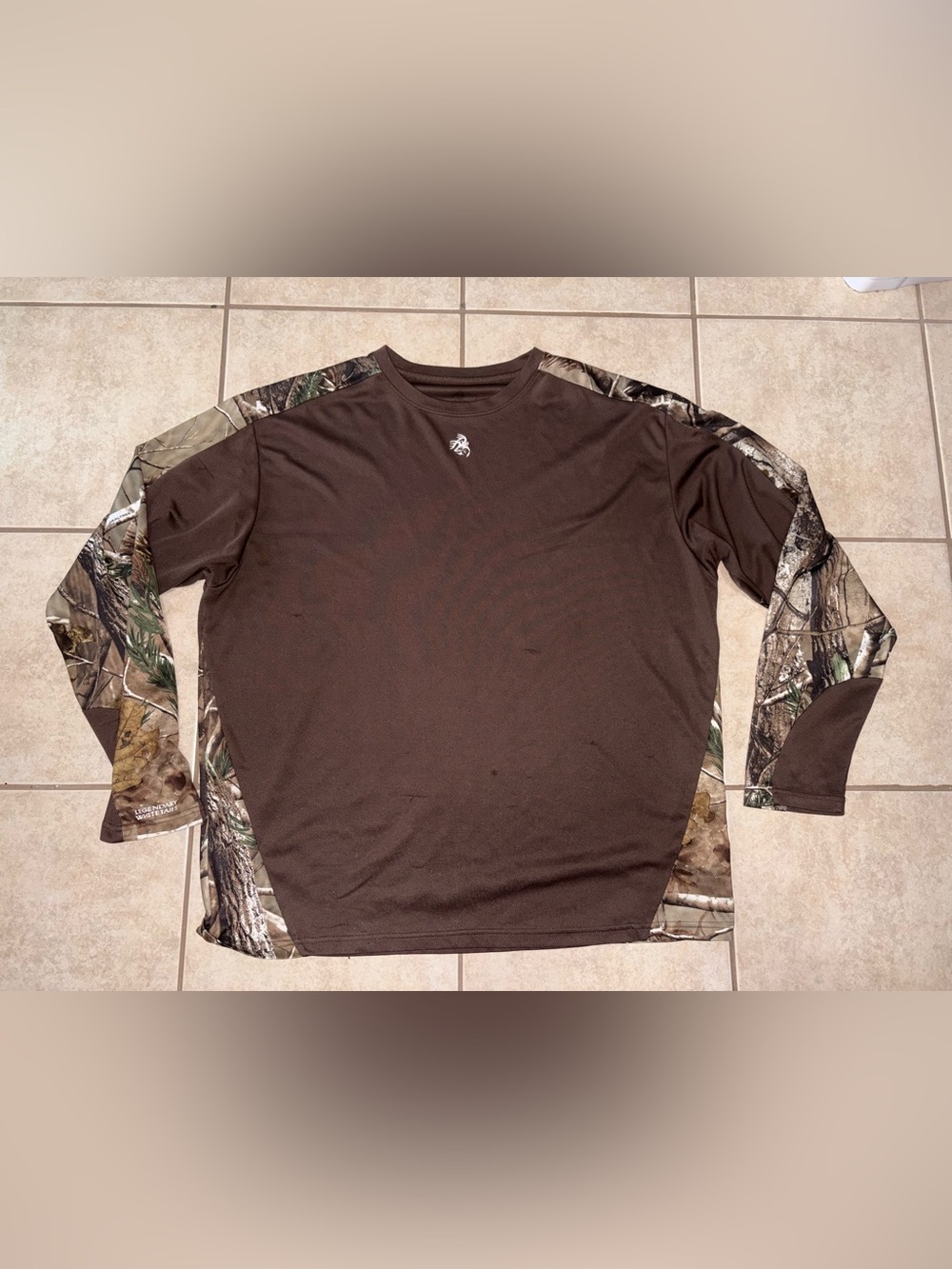 Men's Legendary Whitetails Brown Performance Long-Sleeve Shirt with Camo Trim